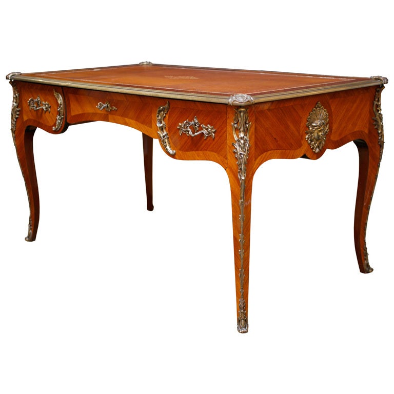 Louis XV Rosewood Marquetry 
Gilded Bronze Desk