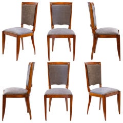 Art Deco Set of 6 Cherrywood Dining Chairs