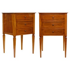 Pair of Solid Walnut Louis XVI Side Tables