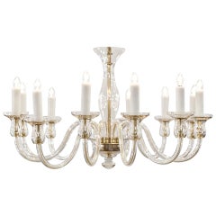 12 Branch Murano Amber Glass Chandelier