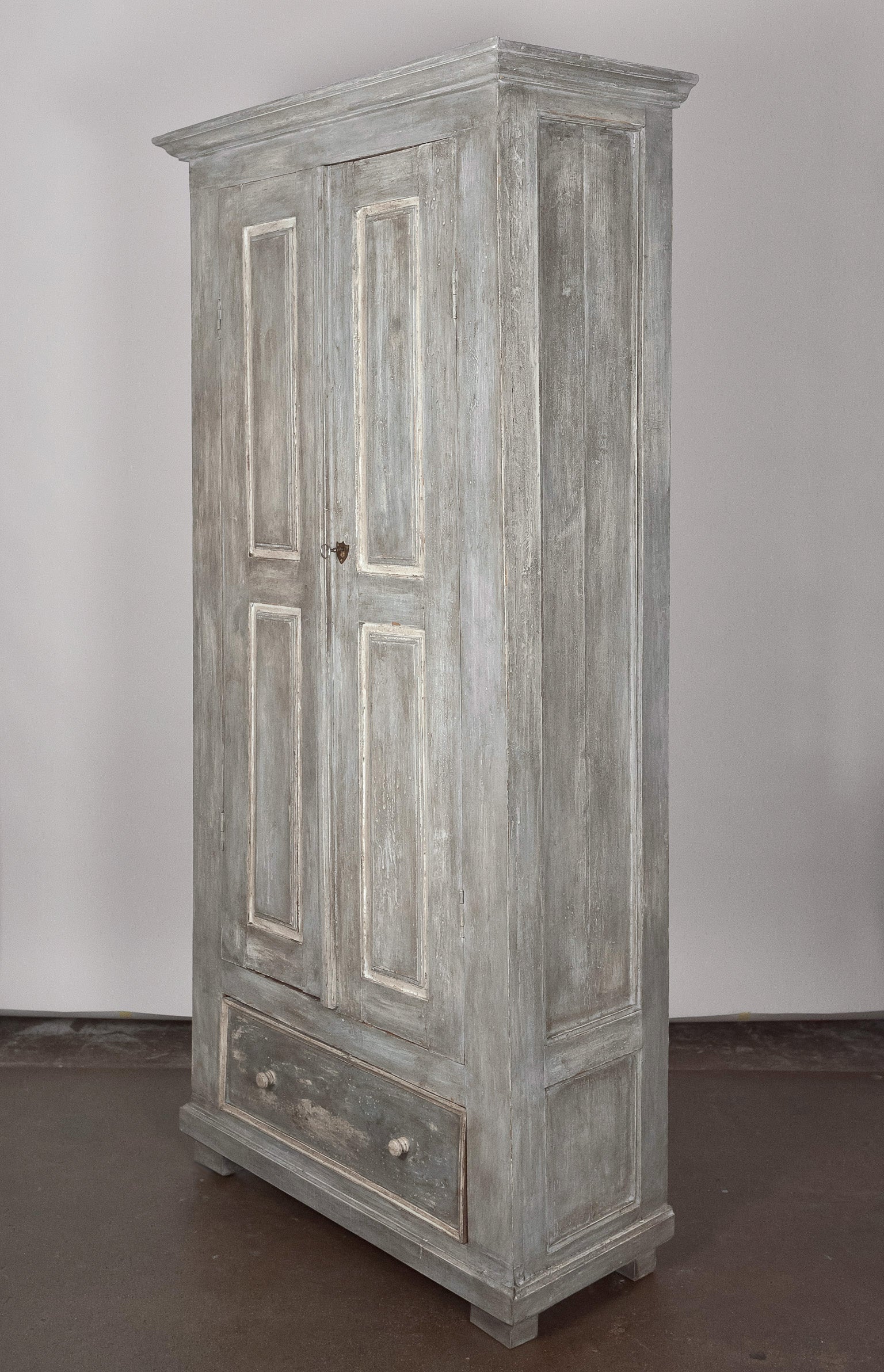 Antique 19th Century Portuguese Blue Patined Armoire