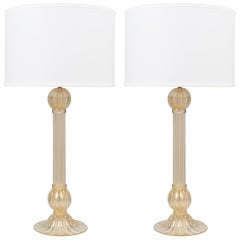 Pair of Murano "Avventurina" Glass Table Lamps