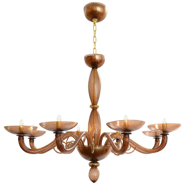 Murano Tobacco Color Glass Chandelier