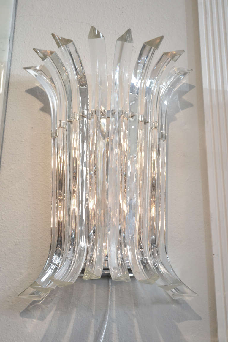 Italian Murano Glass Sconces by Venini For Sale