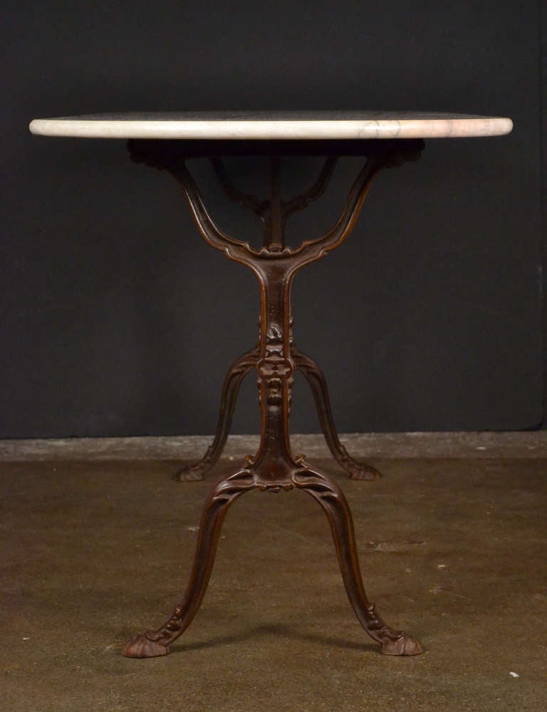 20th Century French Antique Cast Iron & Marble Bistro Table