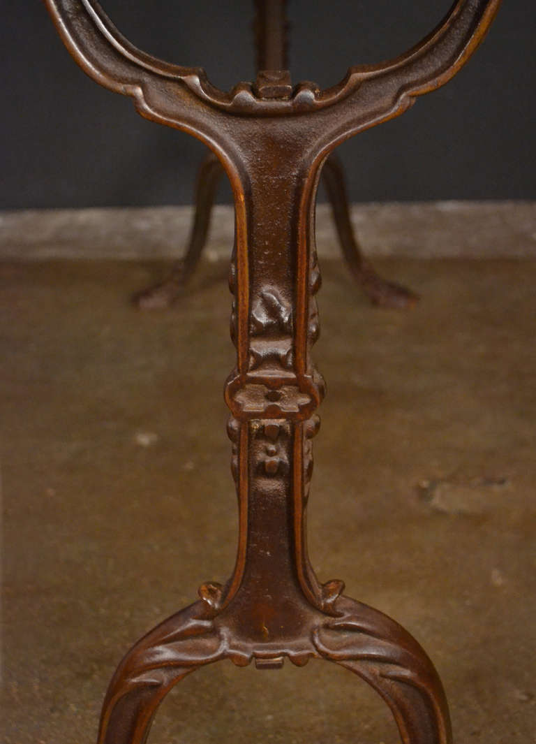 French Antique Cast Iron & Marble Bistro Table 3
