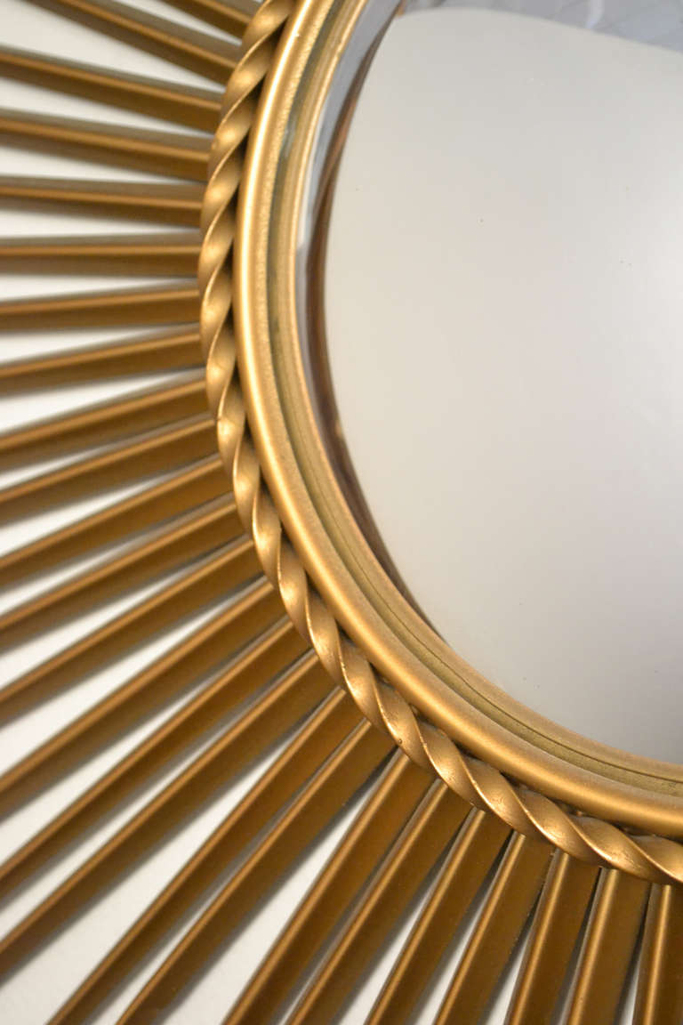 French Vintage Brass Sunburst Convex Mirror at 1stDibs