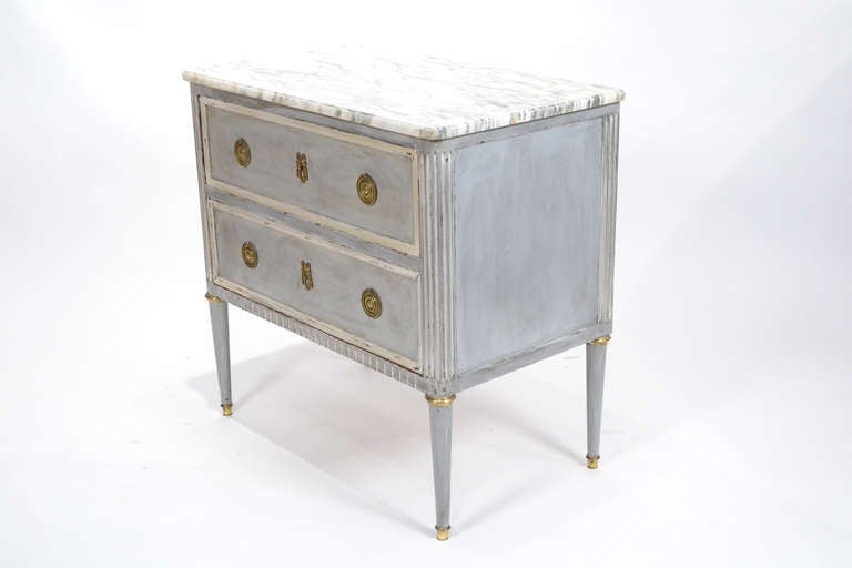 Fine French Louis XVI Marble Top Chest of Drawers In Good Condition In Austin, TX