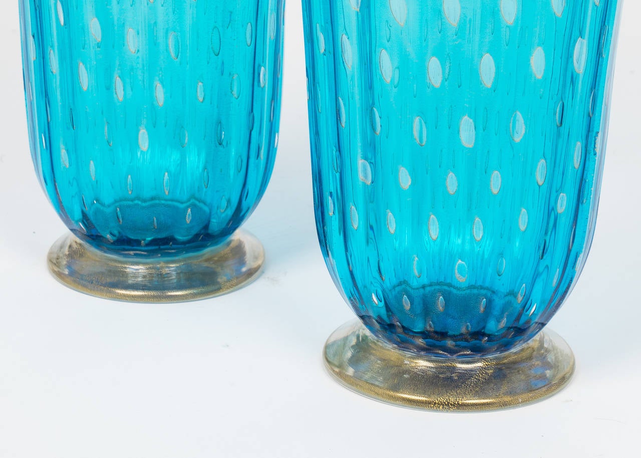 Murano Sapphire and Gold Glass Vase 2