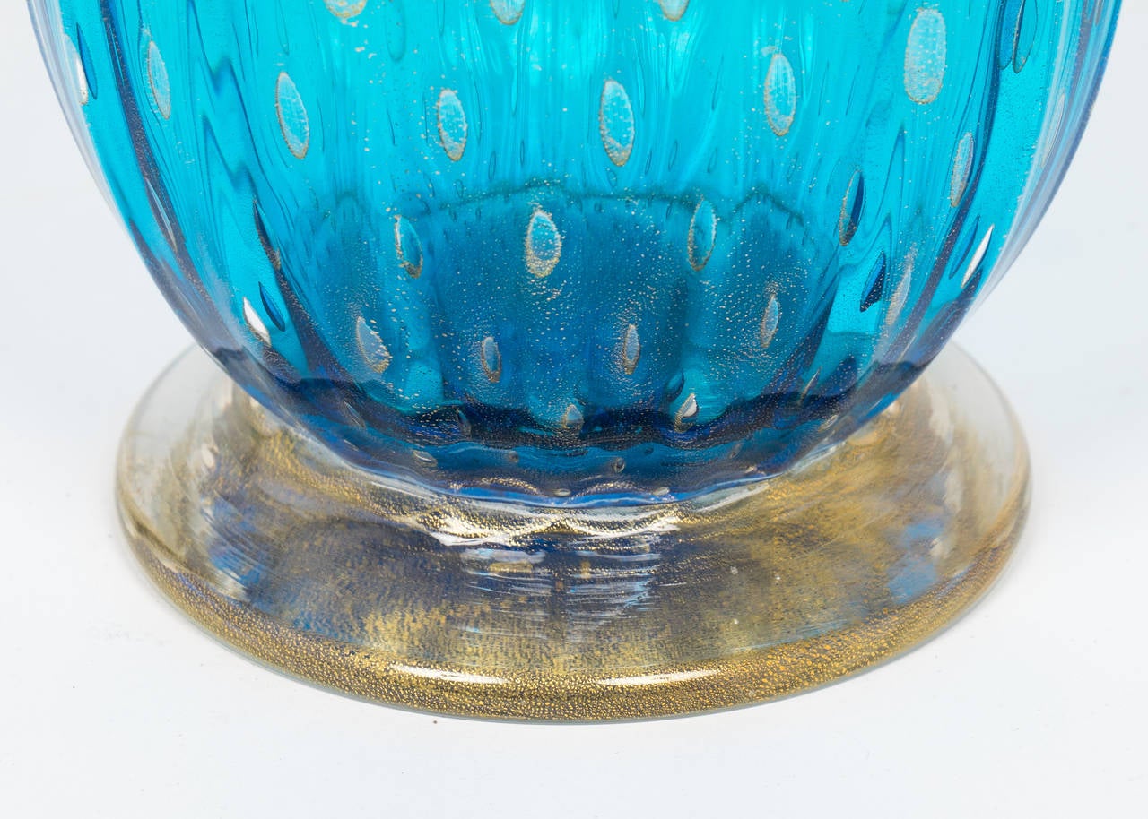 Murano Sapphire and Gold Glass Vase 3