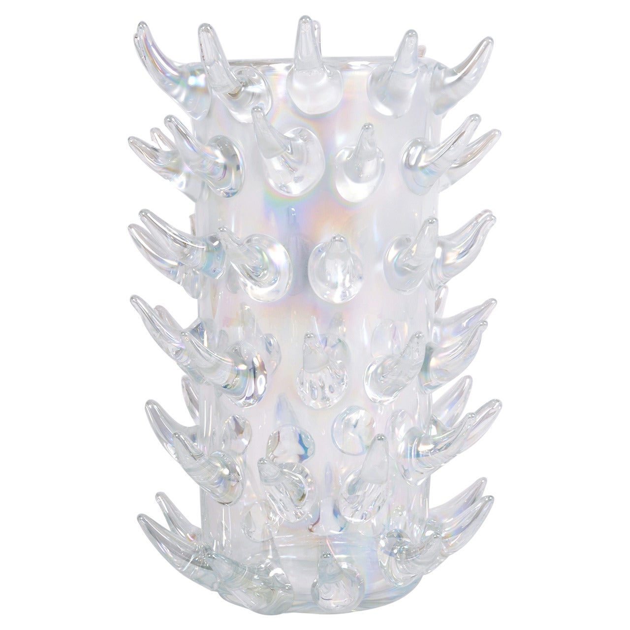 Signed Luigi Camozzo Iridescent Murano Glass Vase