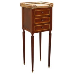 Louis XVI Solid Mahogany and Carrara Marble Side Table