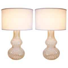 Pair of Hand Blown Murano Glass Lamps