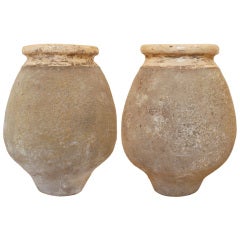 French Vintage Pair of "Biot" Olive Vessels
