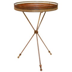 French Brass and Mahogany Tripod Side Table by Maison Jansen