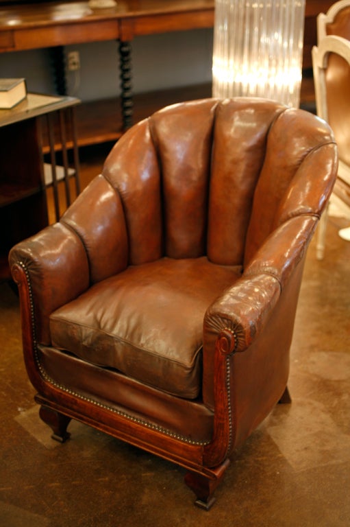 Stunning Pair of French Leather Club Chairs 2