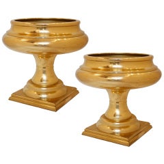 Spectacular Pair of Vintage Pair of Gilt Brass Jardinieres