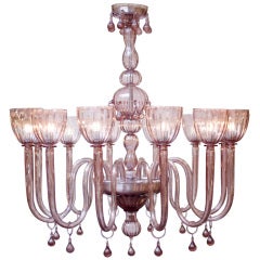Magnificent Light Amethyst Murano Glass Chandelier