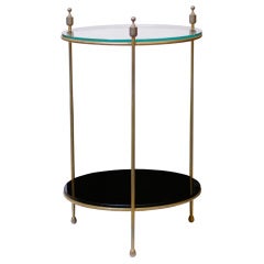 Bronze and Glass Side Table, Style of Jaques Adnet