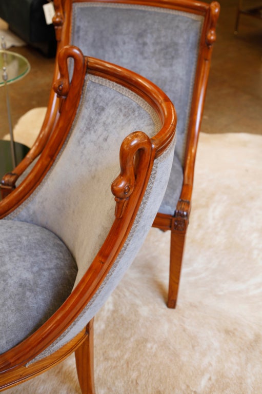 20th Century Pair of Empire Style Mahogany Vanity Chairs