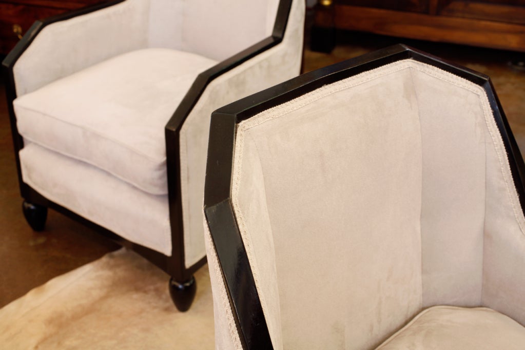 Art Deco Armchairs with Footstool in the Style of Pierre Chareau 2