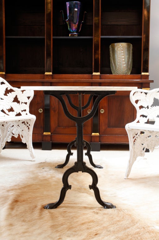 French Cast Iron & Marble Top Bistro Table 1