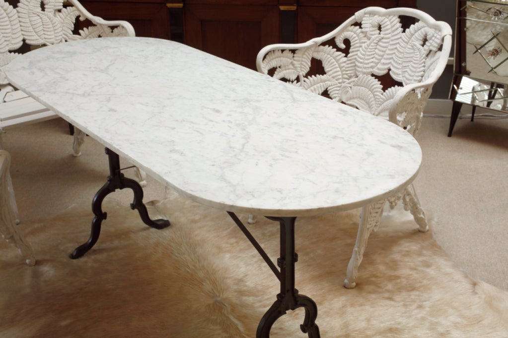 French Cast Iron & Marble Top Bistro Table 3