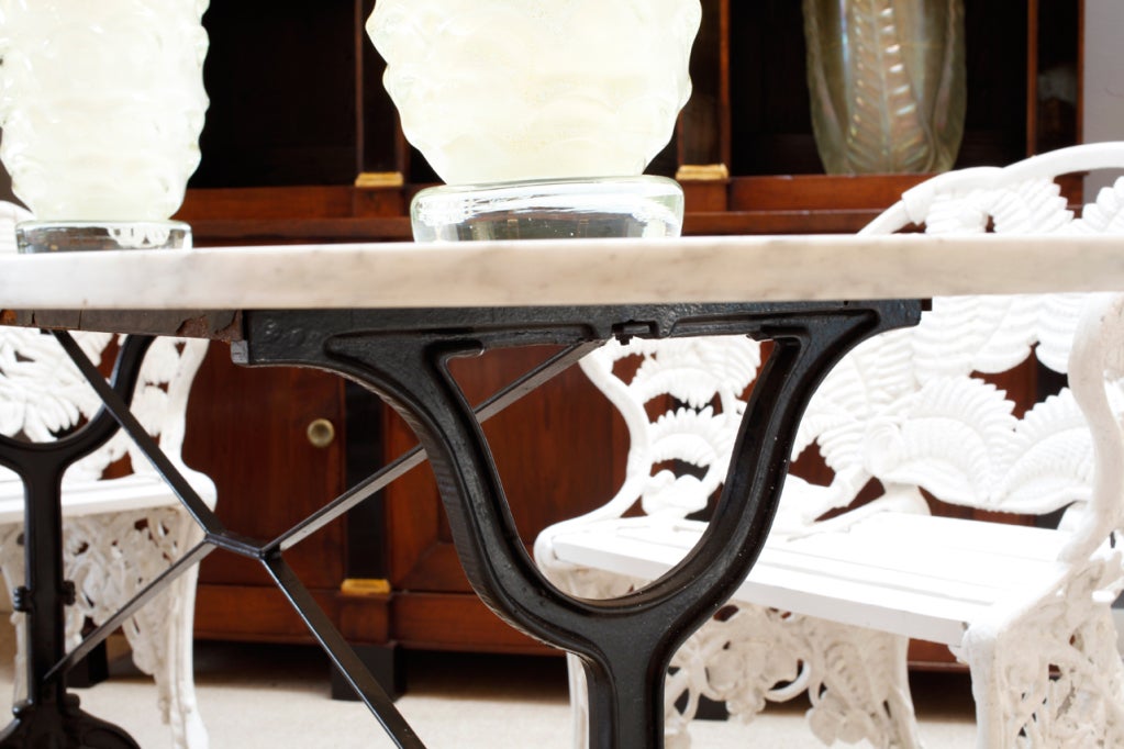 French Cast Iron & Marble Top Bistro Table 5