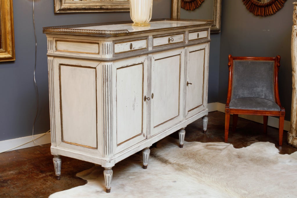 20th Century Louis XVI Hand Painted Marble Top Buffet