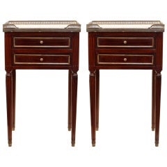 Antique Louis XVI Mahogany and Carrara Marble End Tables
