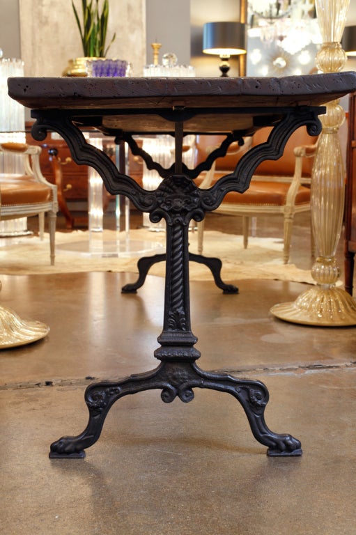 19th Century Fabulous French Chestnut Top Cast Iron Console
