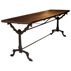 Fabulous French Chestnut Top Cast Iron Console