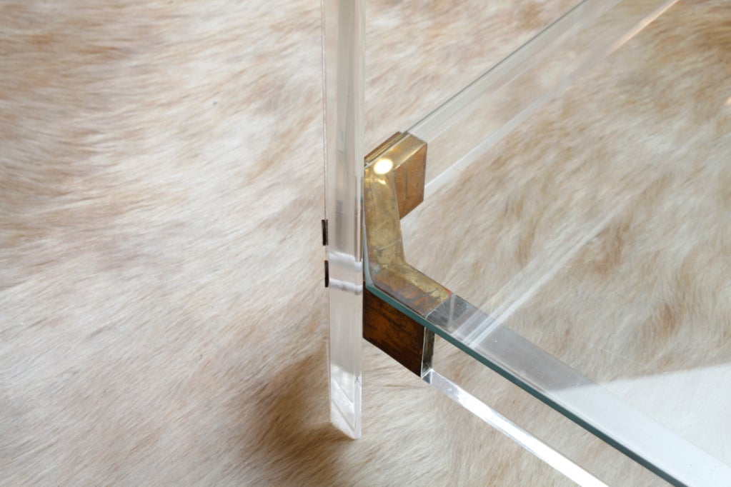 Lucite, Brass, and Glass Coffee Table 5