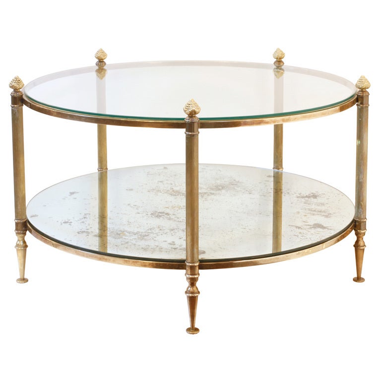French Neoclassic Brass and Glass Coffee Table