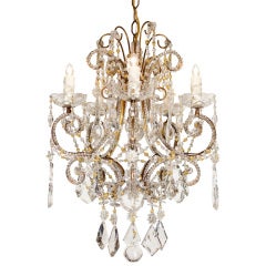 Antique Italian Crystal and Bronze Chandelier from Genoa