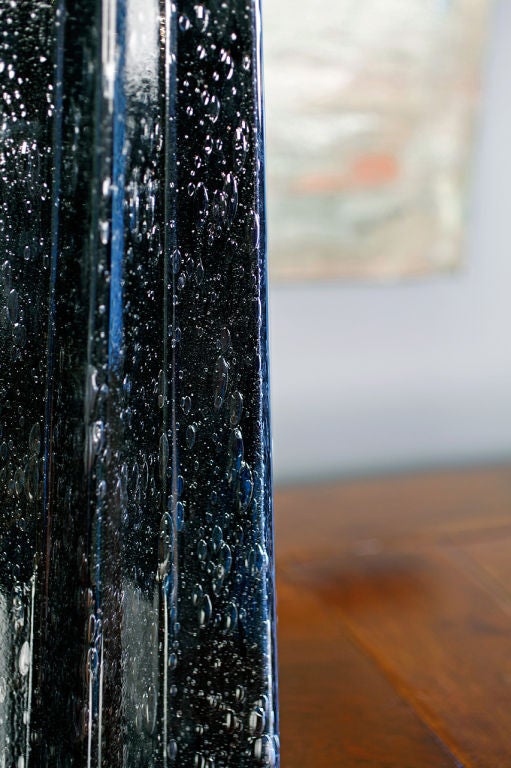 Jet Black Murano 'Pulegoso' Glass Table Lamps 1