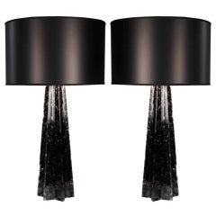 Jet Black Murano 
Pulegoso
 Glass Table Lamps