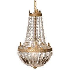 Antique French Empire Style Crystal and Brass Chandelier