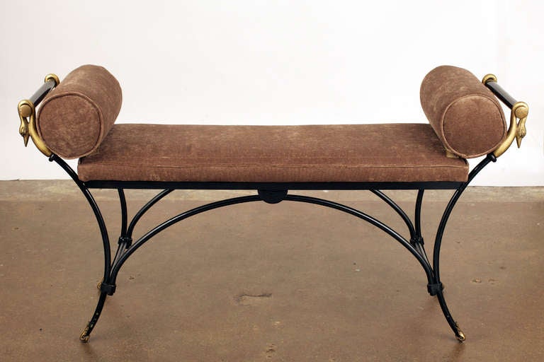 French Vintage Swan Neck Iron Bench