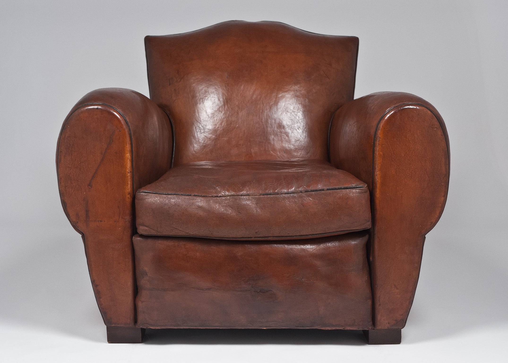 The Last French Art Deco "Moustache" Leather Club Chair