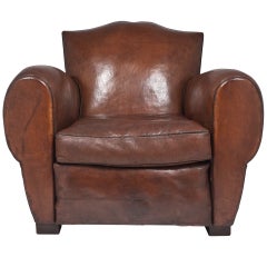 The Last French Art Deco "Moustache" Leather Club Chair