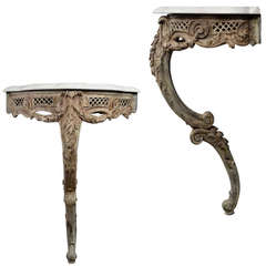 Pair of Louis XV Marble Top Wall Consoles