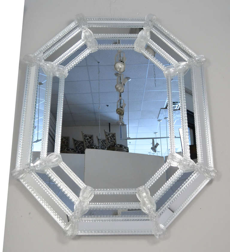 Italian Pair of Octagonal Venetian Glass Mirrors