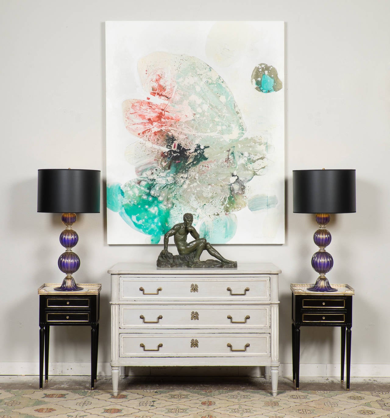 French Louis XVI Ebonized Side Tables
