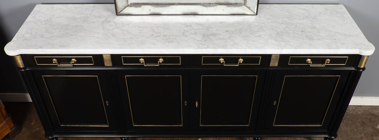 Early 20th Century Grand French Louis XVI Carrara Marble-Top Buffet