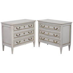 Louis XVI Pair of Painted Chests of Drawers