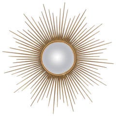 French Vintage Sunburst Mirror by Maison Chaty