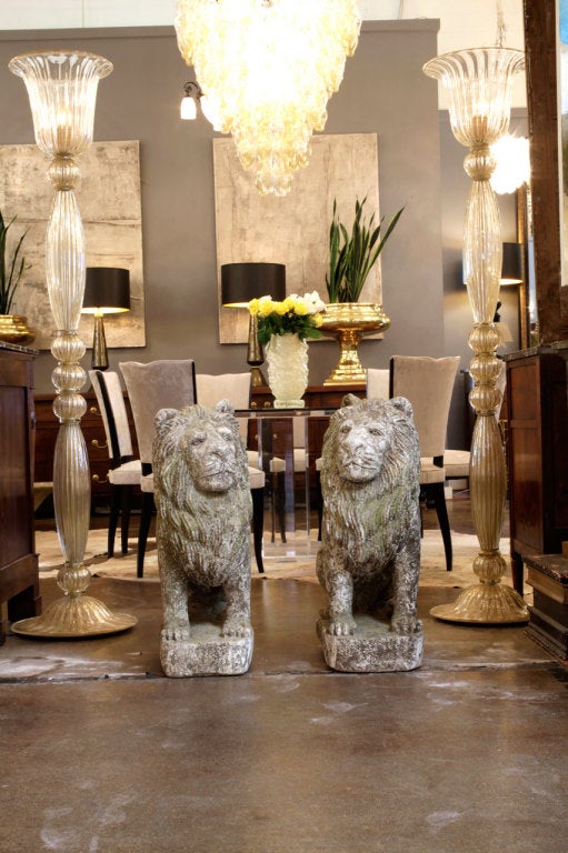 Majestic Pair of Reconstitued Stone Lions