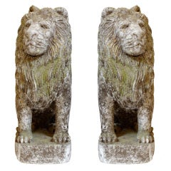 Majestic Pair of Reconstitued Stone Lions