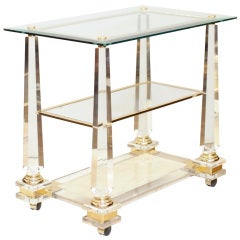 Amazing French Lucite Side Table on Casters